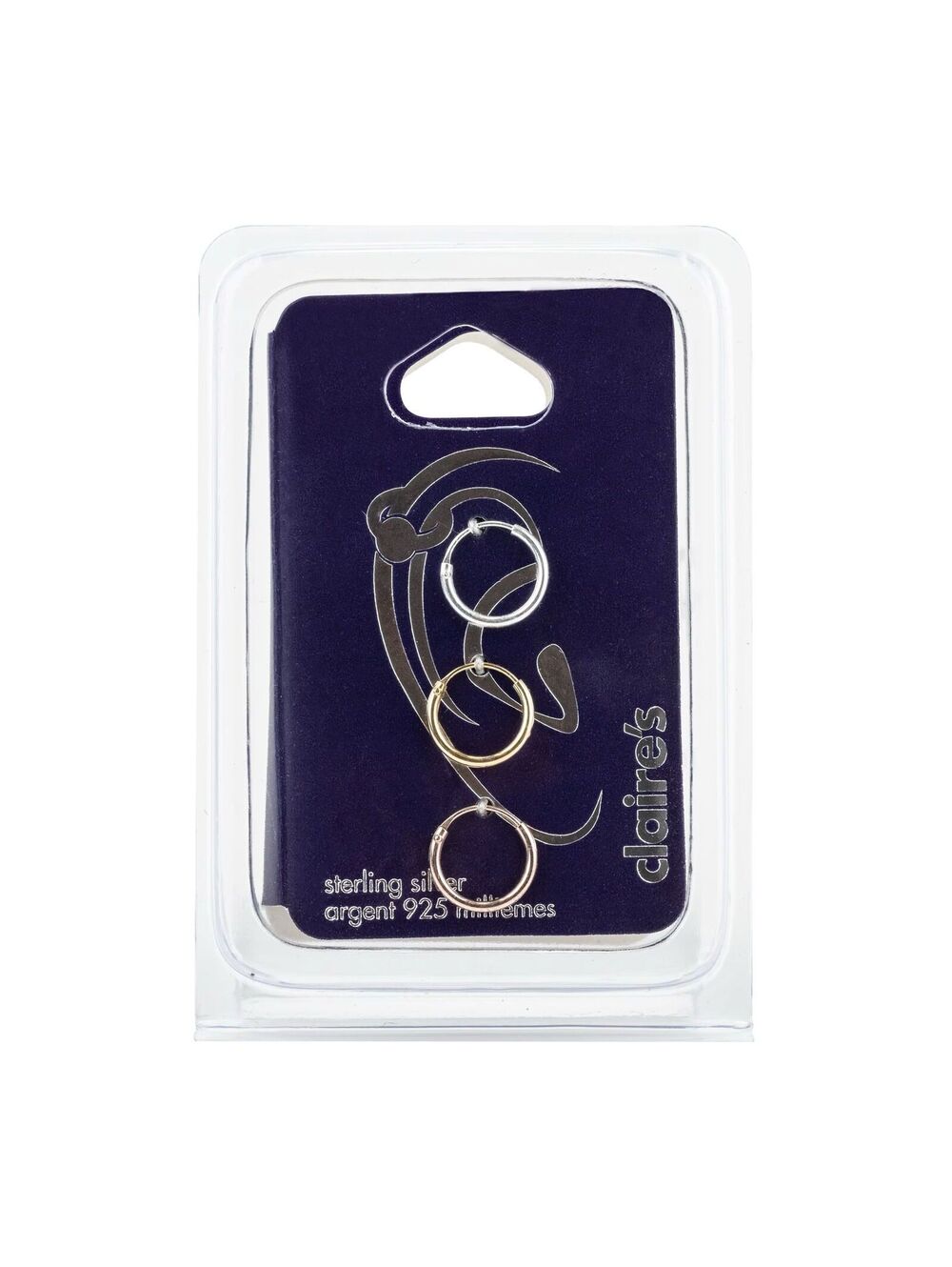 Claire's Mixed Metal Sterling Silver 22G Hoop noserings Endless Loop 3 Pack